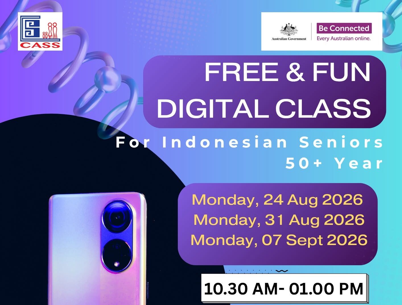 FREE Digital Skills Classes – For Indonesian Seniors Aged 50+, in West Ryde